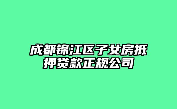 成都锦江区子女房抵押贷款正规公司