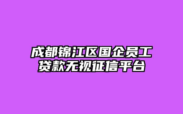 成都锦江区国企员工贷款无视征信平台